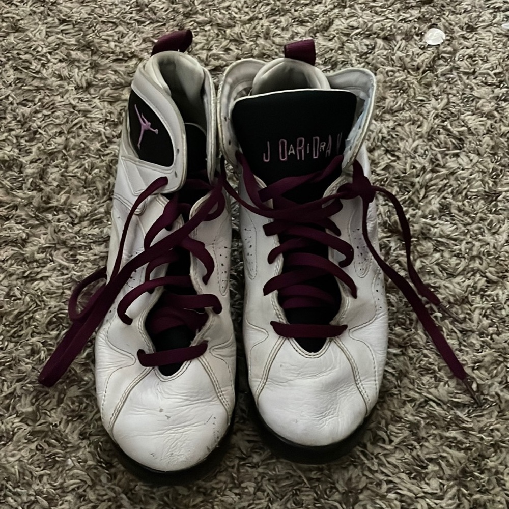 White with purple lace air Jordans